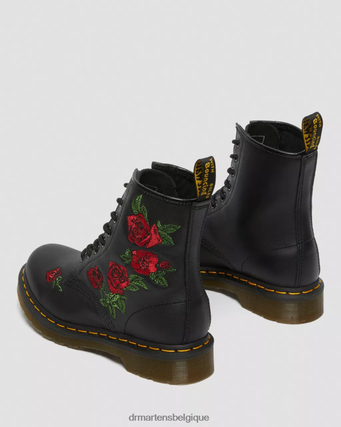 chaussure être Dr. Martens femmes Bottines à lacets en cuir à fleurs 1460 vonda noir doux t 6RFZX066
