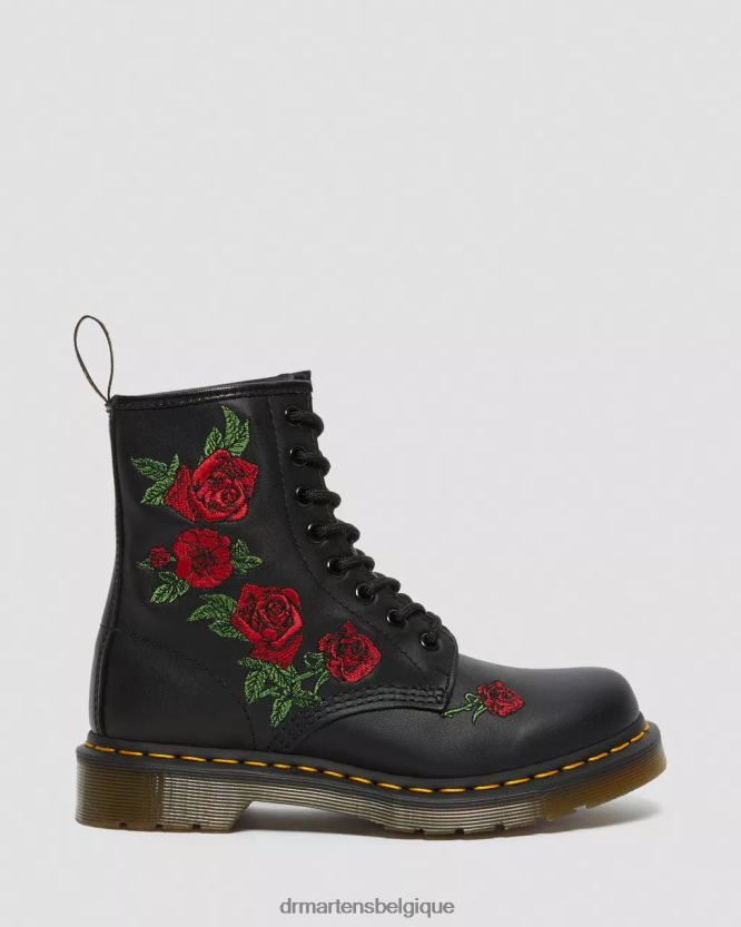 chaussure être Dr. Martens femmes Bottines à lacets en cuir à fleurs 1460 vonda noir doux t 6RFZX066