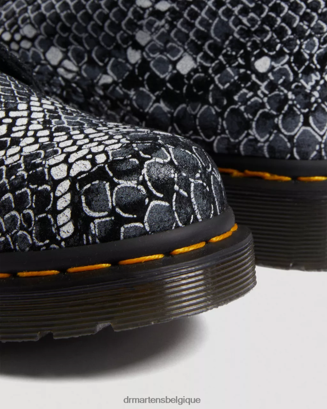 chaussure être Dr. Martens femmes Bottines à lacets en cuir à imprimé serpent 1460 imprimé boa classique serpent gris 6RFZX0142