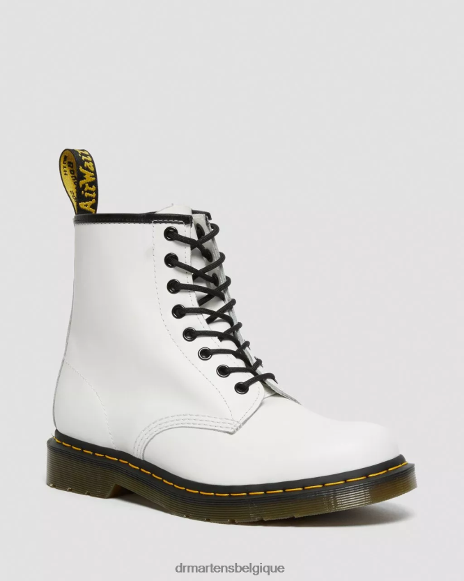chaussure être Dr. Martens femmes Bottines à lacets en cuir lisse 1460 blanc lisse 6RFZX016
