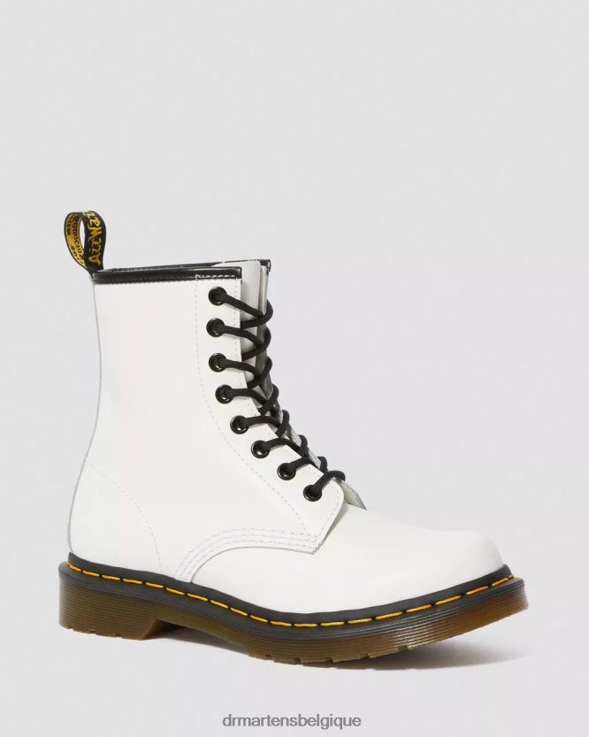 chaussure être Dr. Martens femmes Bottines à lacets en cuir lisse 1460 blanc lisse 6RFZX023