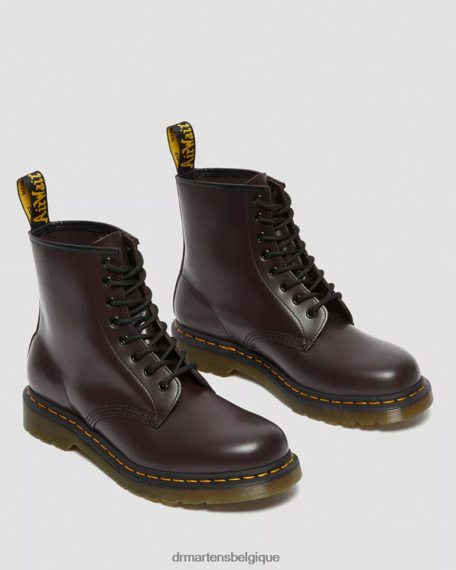 chaussure être Dr. Martens femmes Bottines à lacets en cuir lisse 1460 bordeaux lisse 6RFZX0153