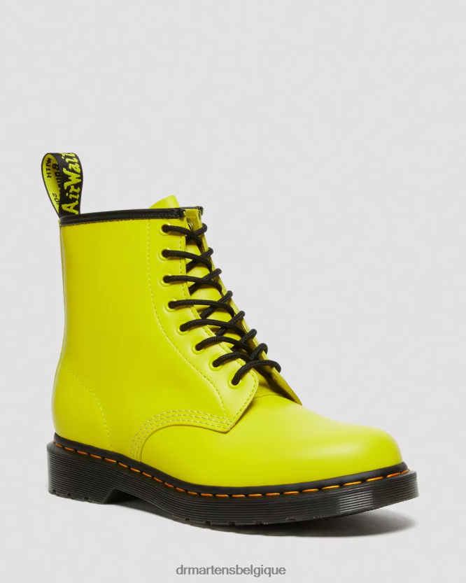 chaussure être Dr. Martens femmes Bottines à lacets en cuir lisse 1460 jaune lisse 6RFZX0126