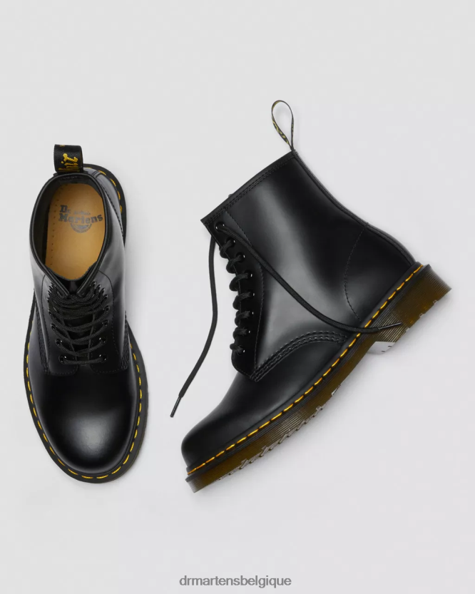 chaussure être Dr. Martens femmes Bottines à lacets en cuir lisse 1460 noir lisse 6RFZX01