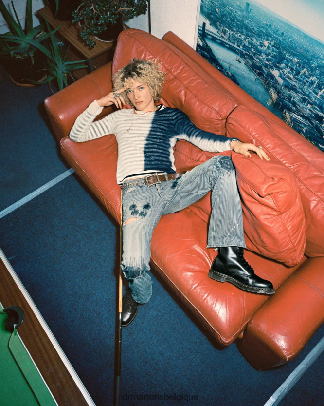 chaussure être Dr. Martens femmes Bottines à lacets en cuir lisse 1460 noir lisse 6RFZX01