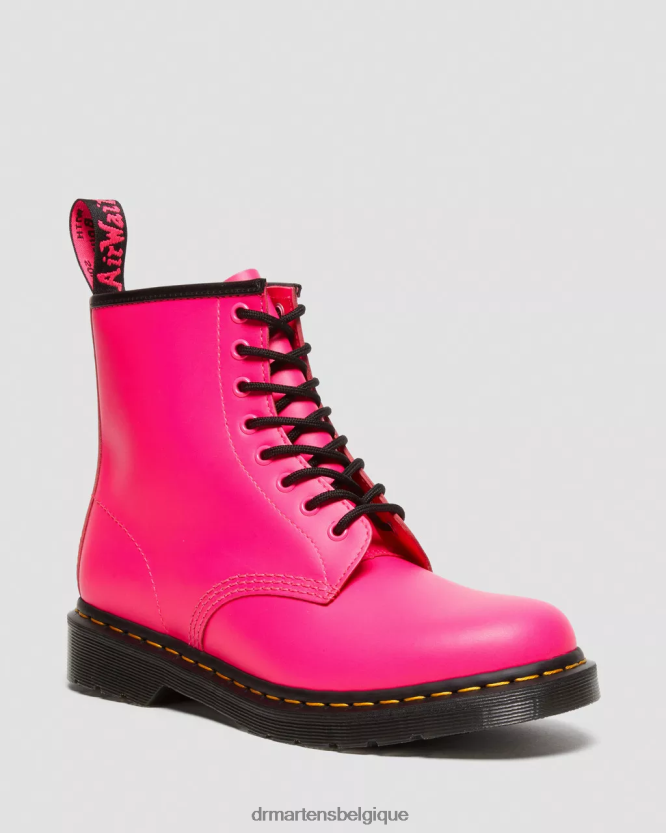 chaussure être Dr. Martens femmes Bottines à lacets en cuir lisse 1460 rose lisse 6RFZX0193