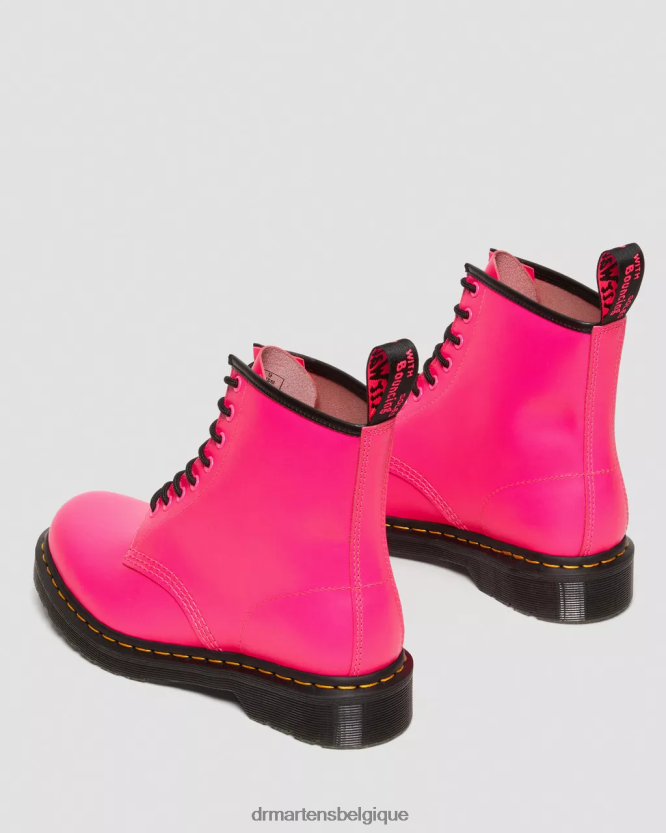 chaussure être Dr. Martens femmes Bottines à lacets en cuir lisse 1460 rose lisse 6RFZX0193
