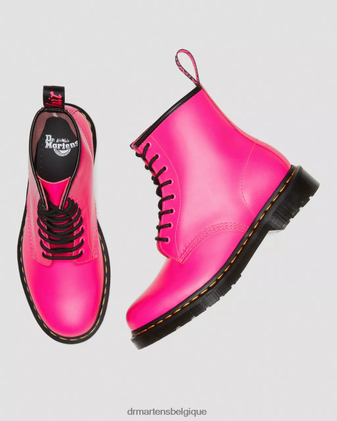 chaussure être Dr. Martens femmes Bottines à lacets en cuir lisse 1460 rose lisse 6RFZX0193