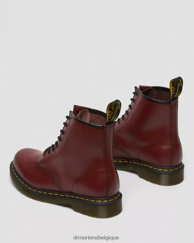 chaussure être Dr. Martens femmes Bottines à lacets en cuir lisse 1460 rouge cerise lisse 6RFZX060