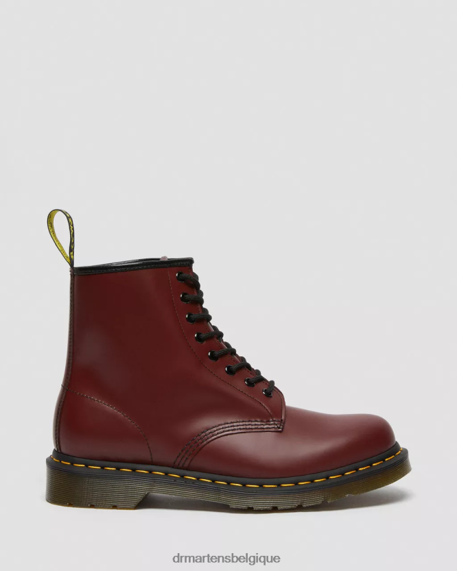 chaussure être Dr. Martens femmes Bottines à lacets en cuir lisse 1460 rouge cerise lisse 6RFZX060