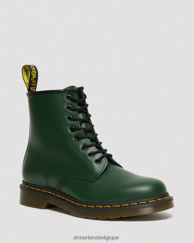 chaussure être Dr. Martens femmes Bottines à lacets en cuir lisse 1460 vert lisse 6RFZX079