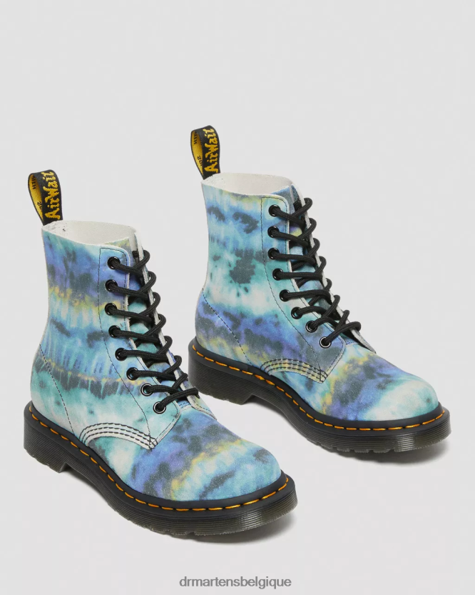 chaussure être Dr. Martens femmes Bottines à lacets en cuir tie-dye 1460 pascal bleu 6RFZX0195