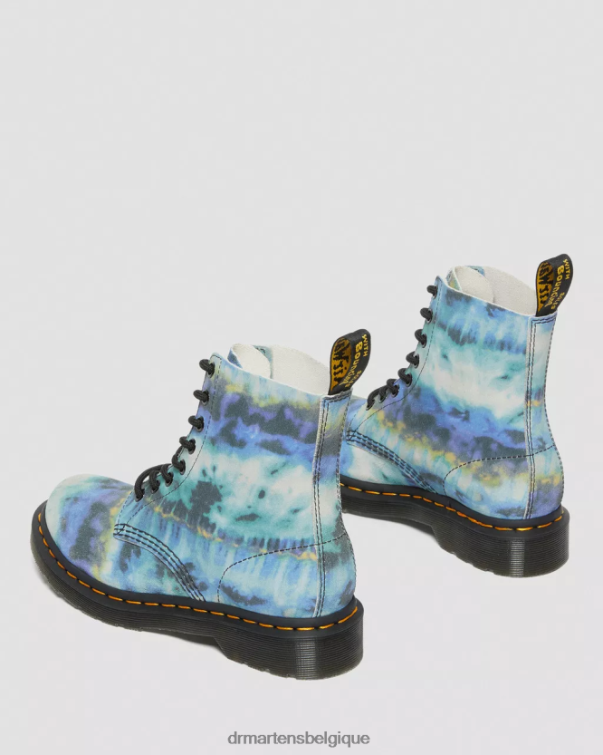 chaussure être Dr. Martens femmes Bottines à lacets en cuir tie-dye 1460 pascal bleu 6RFZX0195