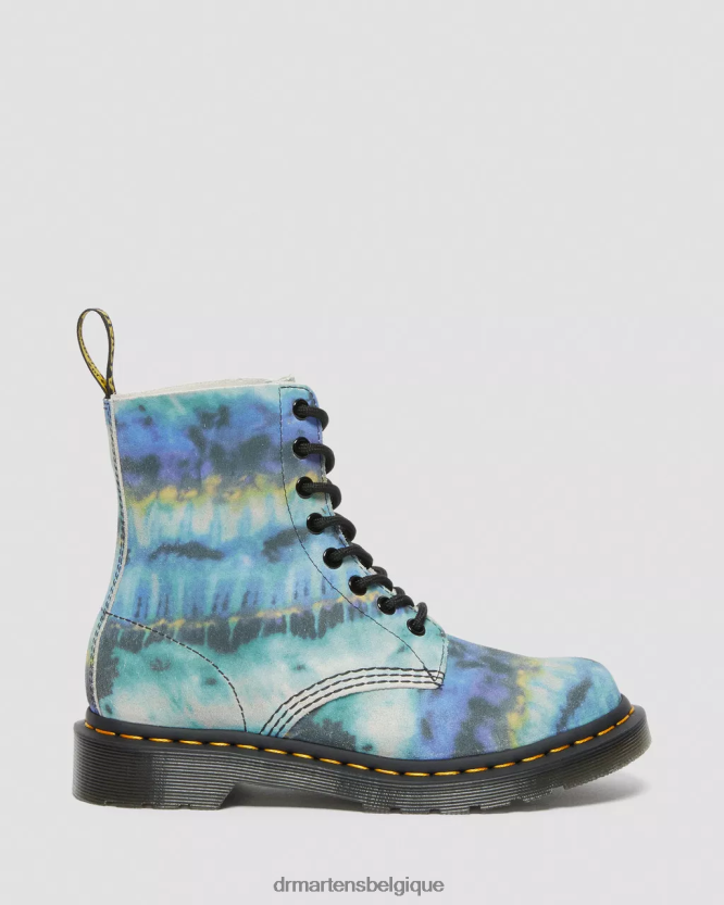 chaussure être Dr. Martens femmes Bottines à lacets en cuir tie-dye 1460 pascal bleu 6RFZX0195