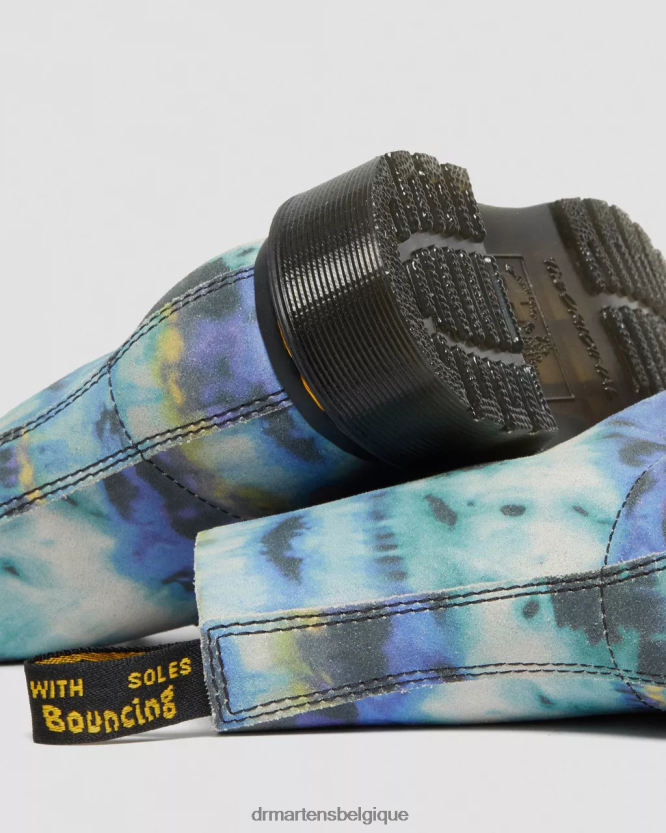 chaussure être Dr. Martens femmes Bottines à lacets en cuir tie-dye 1460 pascal bleu 6RFZX0195