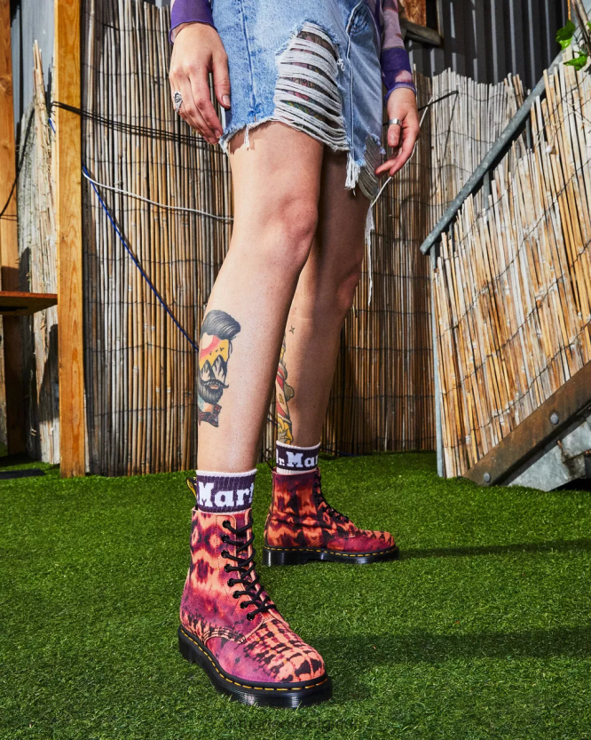 chaussure être Dr. Martens femmes Bottines à lacets en cuir tie-dye 1460 pascal violet 6RFZX0189