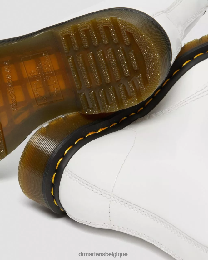 chaussure être Dr. Martens femmes Bottines à lacets en cuir verni 1460 Lucido blanc et lampe vernie 6RFZX093