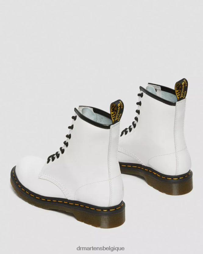 chaussure être Dr. Martens femmes Bottines à lacets en cuir verni 1460 Lucido blanc et lampe vernie 6RFZX093