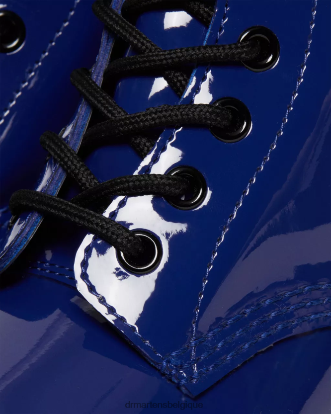 chaussure être Dr. Martens femmes Bottines à lacets en cuir verni 1460 Lucido bleu et lampe brevetée 6RFZX0151