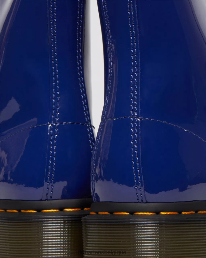 chaussure être Dr. Martens femmes Bottines à lacets en cuir verni 1460 Lucido bleu et lampe brevetée 6RFZX0151