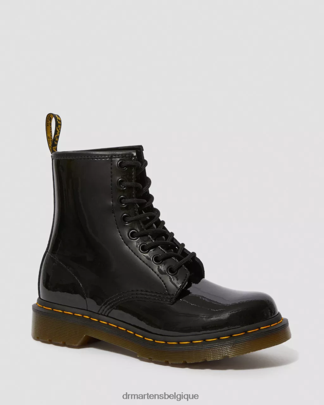 chaussure être Dr. Martens femmes Bottines à lacets en cuir verni 1460 Lucido noir et lampe vernie 6RFZX06