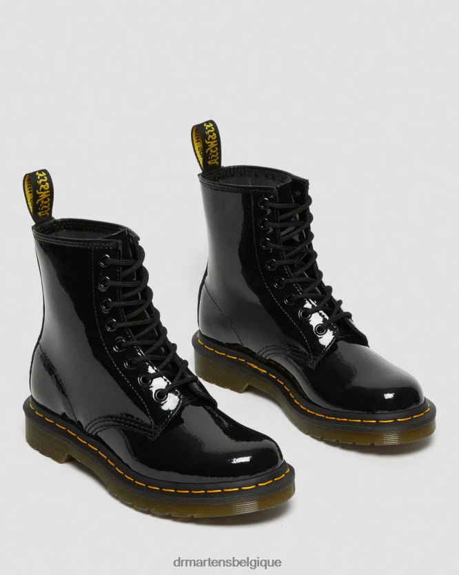 chaussure être Dr. Martens femmes Bottines à lacets en cuir verni 1460 Lucido noir et lampe vernie 6RFZX06