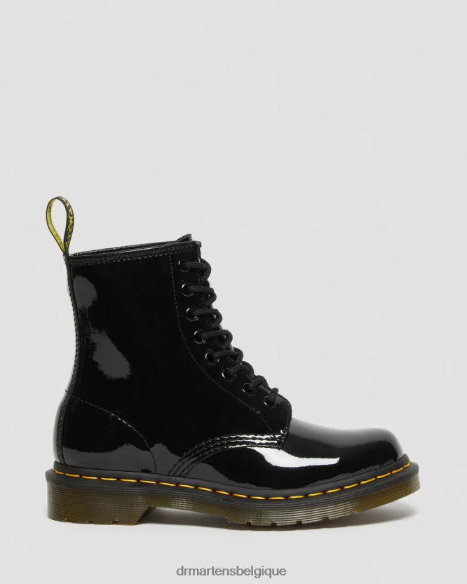 chaussure être Dr. Martens femmes Bottines à lacets en cuir verni 1460 Lucido noir et lampe vernie 6RFZX06