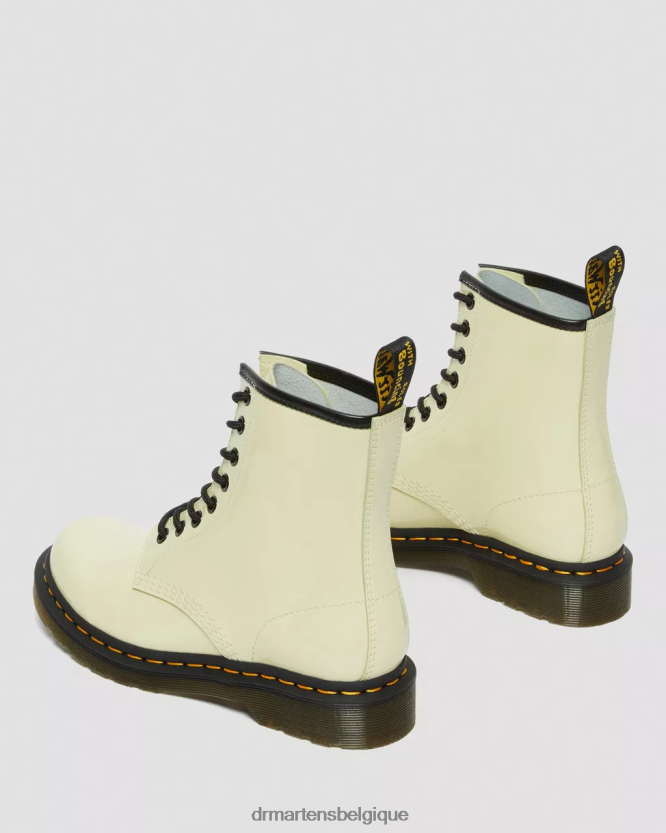 chaussure être Dr. Martens femmes Bottines à lacets en cuir verni 1460 crème lucido et lampe brevetée 6RFZX0154