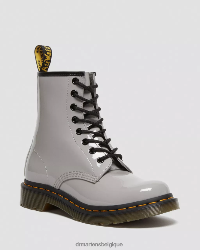 chaussure être Dr. Martens femmes Bottines à lacets en cuir verni 1460 lampe grise lucido et vernie 6RFZX0133
