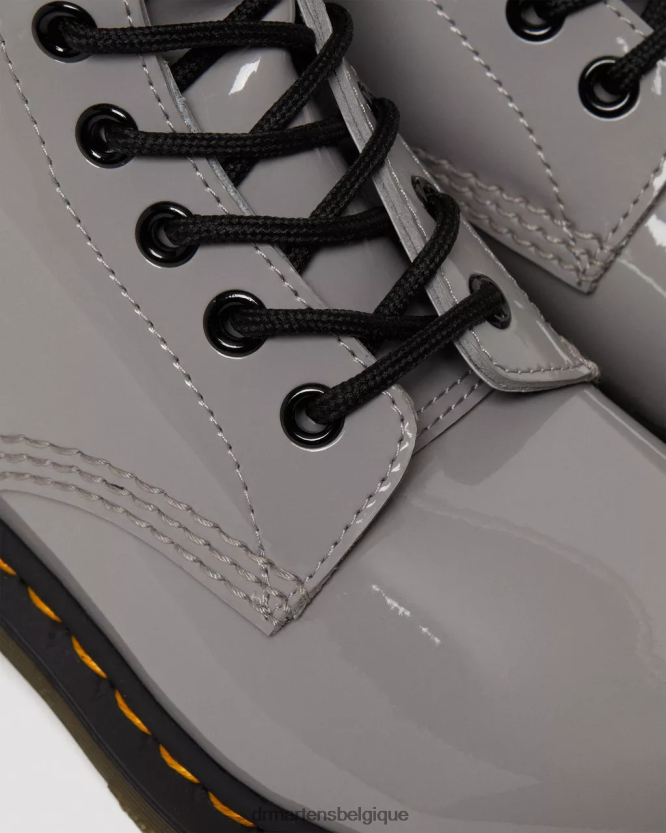 chaussure être Dr. Martens femmes Bottines à lacets en cuir verni 1460 lampe grise lucido et vernie 6RFZX0133