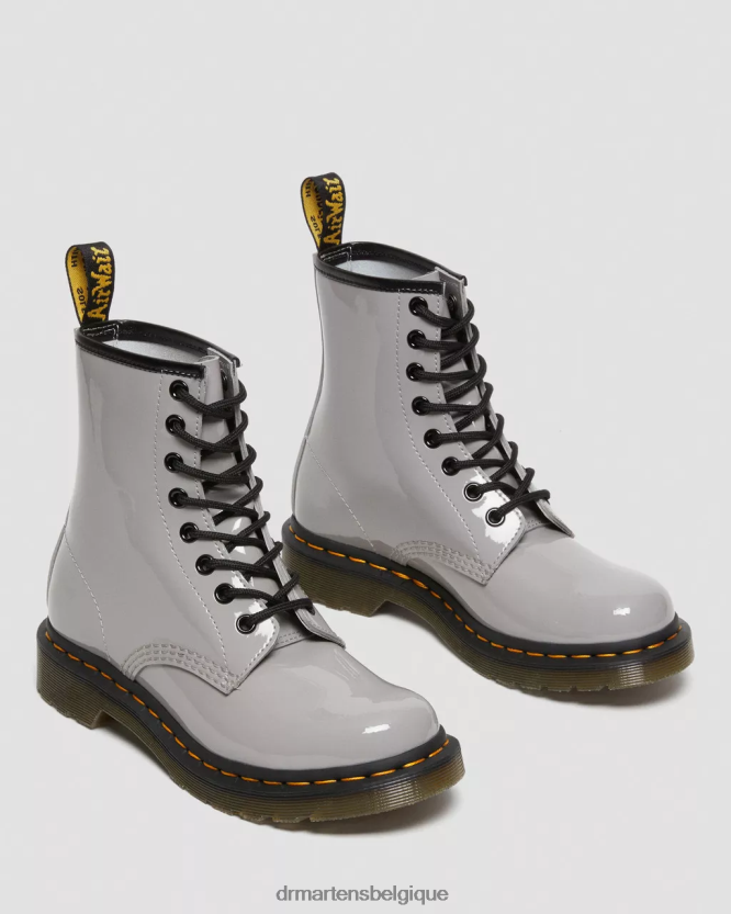 chaussure être Dr. Martens femmes Bottines à lacets en cuir verni 1460 lampe grise lucido et vernie 6RFZX0133