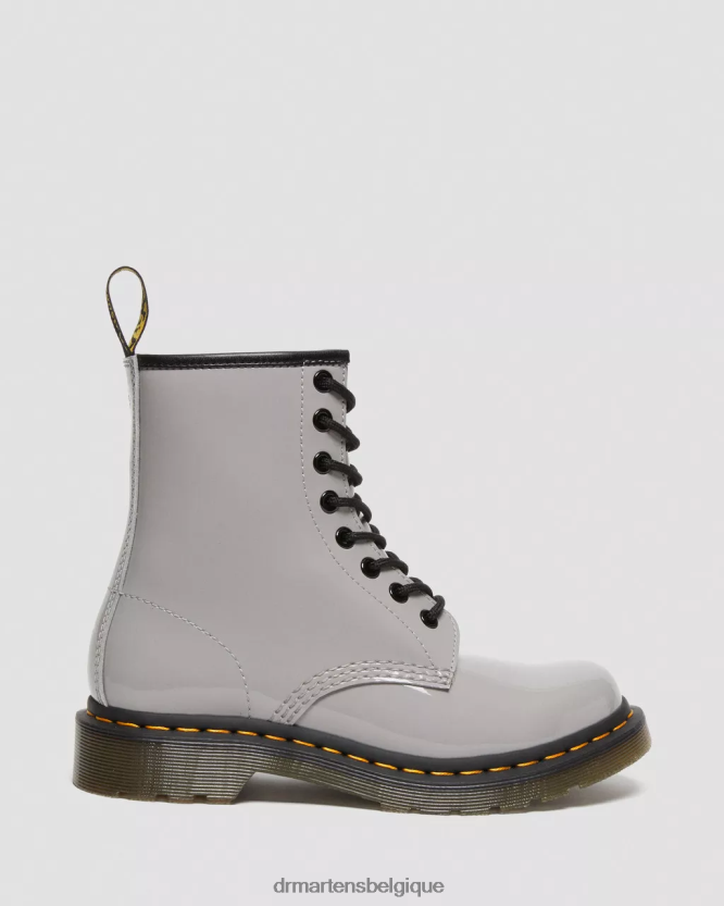 chaussure être Dr. Martens femmes Bottines à lacets en cuir verni 1460 lampe grise lucido et vernie 6RFZX0133