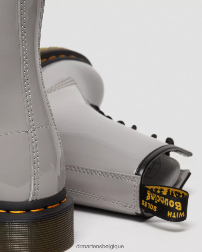 chaussure être Dr. Martens femmes Bottines à lacets en cuir verni 1460 lampe grise lucido et vernie 6RFZX0133