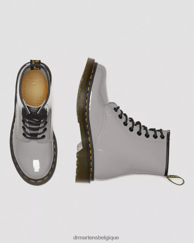 chaussure être Dr. Martens femmes Bottines à lacets en cuir verni 1460 lampe grise lucido et vernie 6RFZX0133