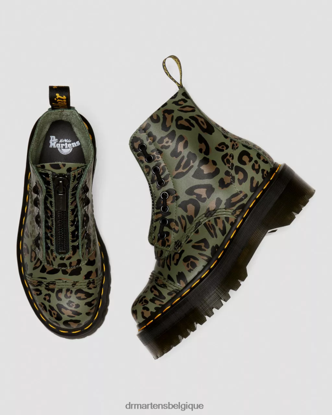 chaussure être Dr. Martens femmes bottes plateforme à imprimé léopard déformé sinclair mash up floral vert kaki k hydro 6RFZX0128