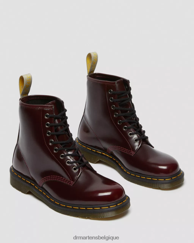 chaussure être Dr. Martens femmes bottes végétaliennes à lacets 1460 Oxford rouge cerise déteint 6RFZX028
