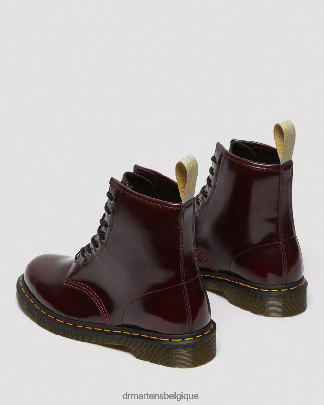 chaussure être Dr. Martens femmes bottes végétaliennes à lacets 1460 Oxford rouge cerise déteint 6RFZX028