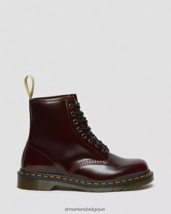 chaussure être Dr. Martens femmes bottes végétaliennes à lacets 1460 Oxford rouge cerise déteint 6RFZX028