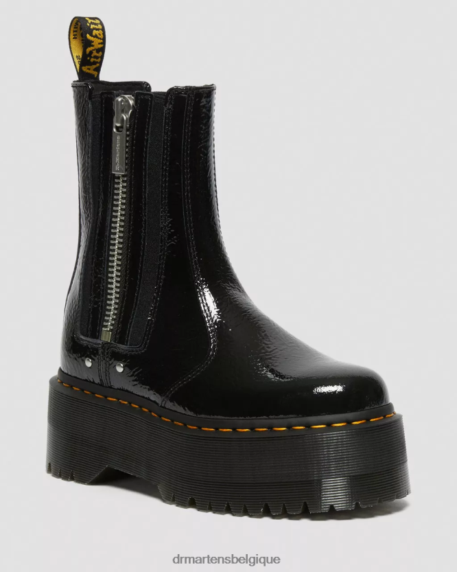 chaussure être Dr. Martens femmes Bottines Chelsea à plateforme vernies effet vieilli 2976 Max vernis noir vieilli 6RFZX0170