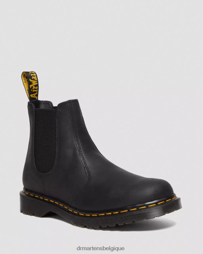 chaussure être Dr. Martens femmes Bottines chelsea en cuir pleine fleur ciré 2976 ciré noir pleine fleur 6RFZX0186