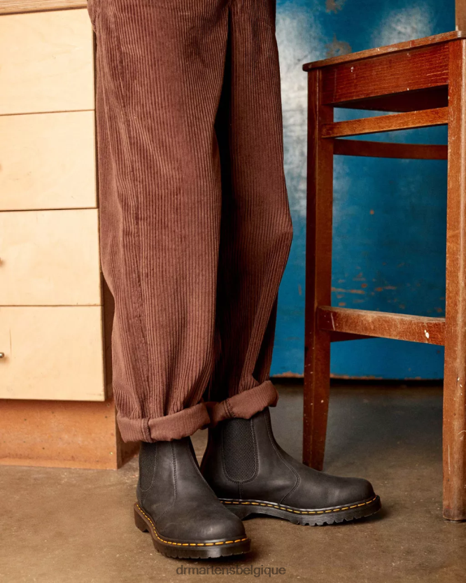 chaussure être Dr. Martens femmes Bottines chelsea en cuir pleine fleur ciré 2976 ciré noir pleine fleur 6RFZX0186