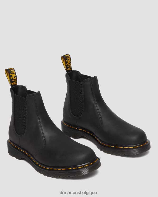 chaussure être Dr. Martens femmes Bottines chelsea en cuir pleine fleur ciré 2976 ciré noir pleine fleur 6RFZX0186
