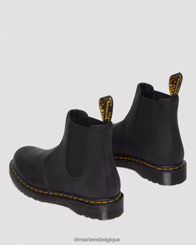 chaussure être Dr. Martens femmes Bottines chelsea en cuir pleine fleur ciré 2976 ciré noir pleine fleur 6RFZX0186
