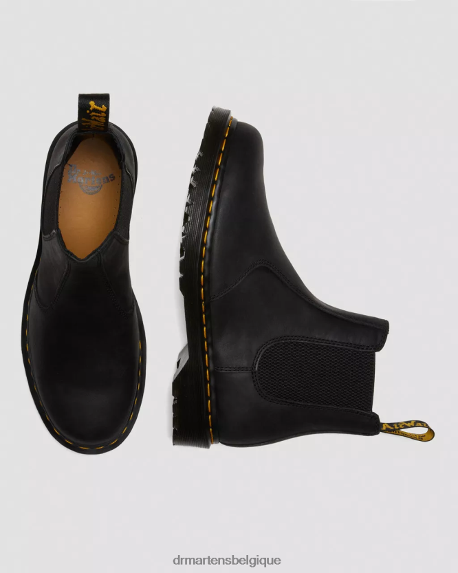 chaussure être Dr. Martens femmes Bottines chelsea en cuir pleine fleur ciré 2976 ciré noir pleine fleur 6RFZX0186