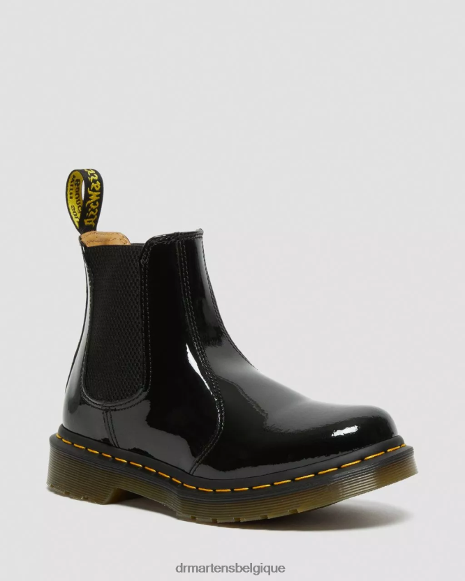 chaussure être Dr. Martens femmes Bottines chelsea en cuir verni 2976 Lucido noir et lampe vernie 6RFZX049