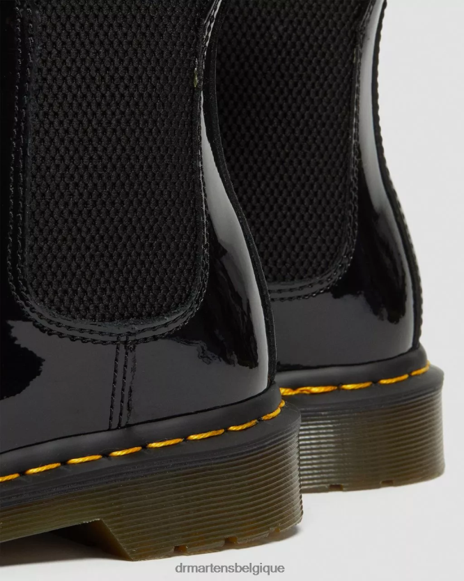 chaussure être Dr. Martens femmes Bottines chelsea en cuir verni 2976 Lucido noir et lampe vernie 6RFZX049