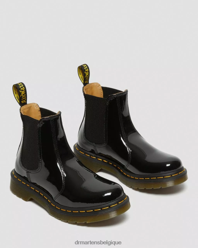 chaussure être Dr. Martens femmes Bottines chelsea en cuir verni 2976 Lucido noir et lampe vernie 6RFZX049