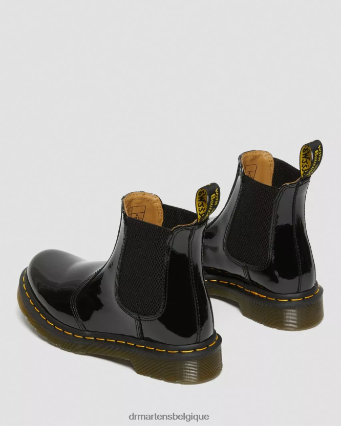 chaussure être Dr. Martens femmes Bottines chelsea en cuir verni 2976 Lucido noir et lampe vernie 6RFZX049