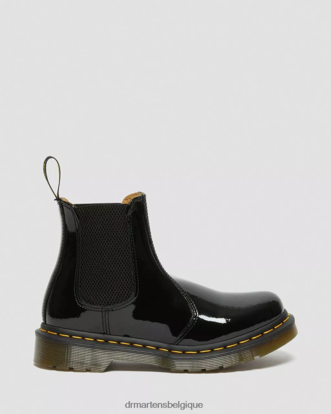 chaussure être Dr. Martens femmes Bottines chelsea en cuir verni 2976 Lucido noir et lampe vernie 6RFZX049