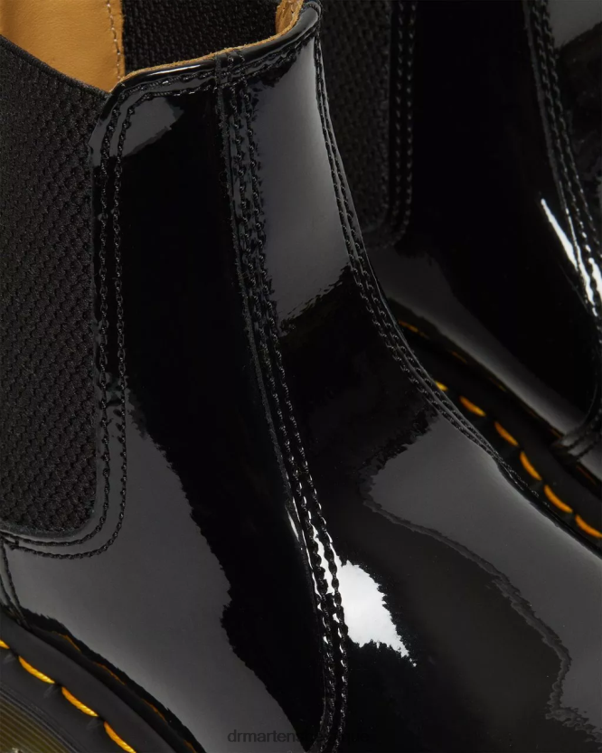 chaussure être Dr. Martens femmes Bottines chelsea en cuir verni 2976 Lucido noir et lampe vernie 6RFZX049